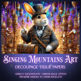 Papier Mousseline Imaginaire Rabbit mécanique Steampunk Decoupage