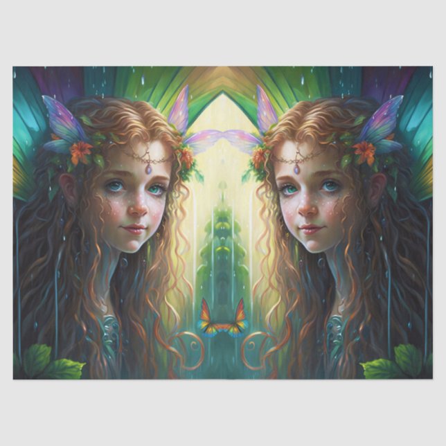 Papier Mousseline Imaginaire Rainbow Fairy Girl Decoupage (Recto)