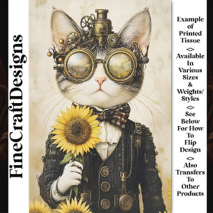 Papier Mousseline Imaginaire Steampunk Chat, Sunflowers AL1H Découpa
