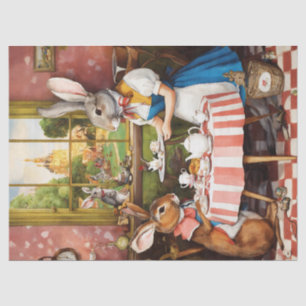 Papier Mousseline Imaginaire Tea Party de lapin dédécoupage animal