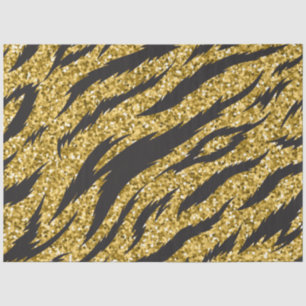 Papier Mousseline Impression à rayures dorées, motif à rayures tigre