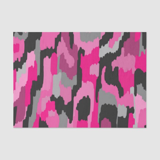 Papier Mousseline Impression Abstraite rose et noire (Recto)