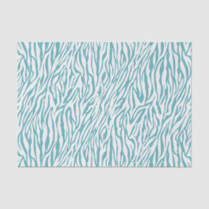 Papier Mousseline Impression Aqua White Zebra