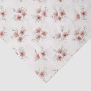 Papier Mousseline Impression botanique de fleurs sauvages rose Cotta