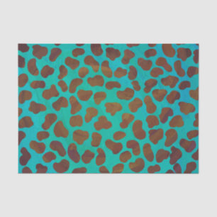 Papier Mousseline Impression Brown et Turquoise dalmate