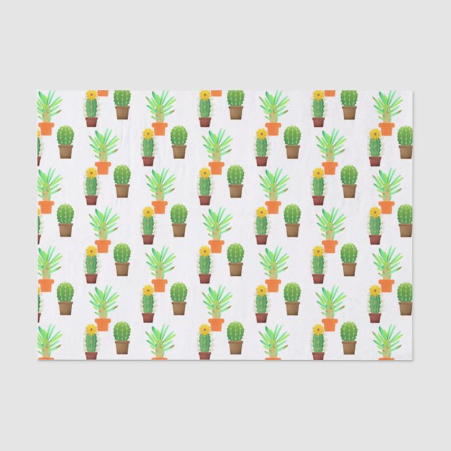 Papier Mousseline Impression Cactus (Recto)