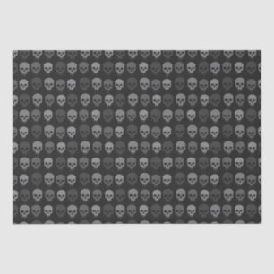 Papier Mousseline Impression crâne noir et gris