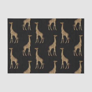 Papier Mousseline Impression de girafe noire et dorée