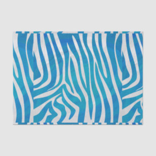 Papier Mousseline Impression en bleu et blanc Zebra