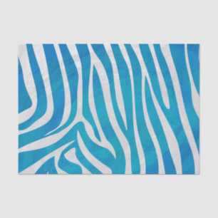 Papier Mousseline Impression en bleu et blanc Zebra