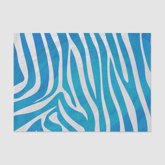 Papier Mousseline Impression en bleu et blanc Zebra (Recto)