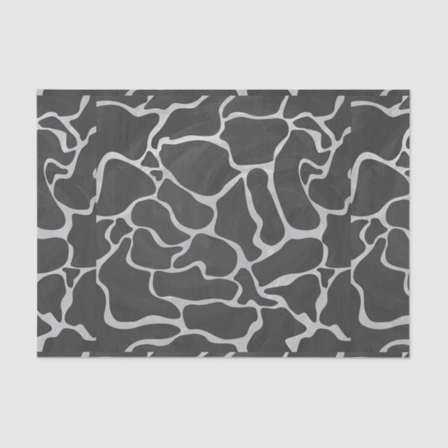 Papier Mousseline Impression Giraffe noir et gris clair (Recto)