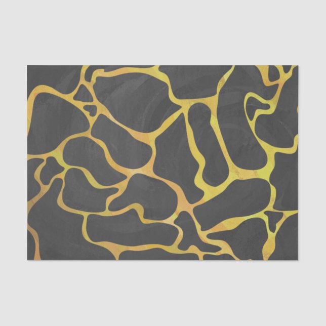 Papier Mousseline Impression Giraffe noir et jaune (Recto)