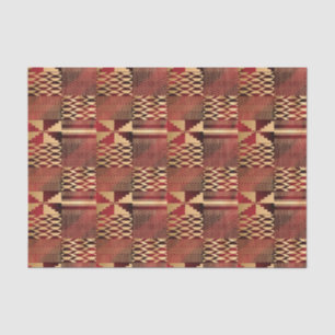 Papier Mousseline Impression Kwanzaa Kente (Rouge/Or)