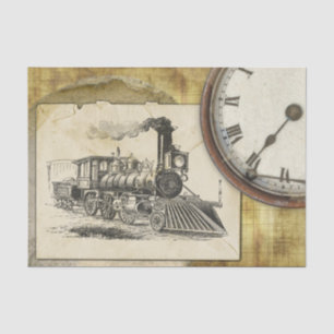 Papier Mousseline Impression Locomotive vintage