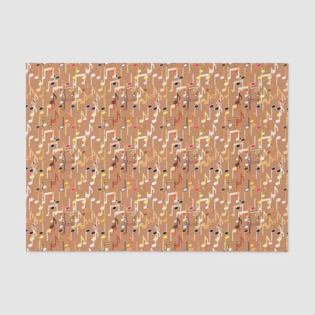 Papier Mousseline Impression musicale - Caramel Tan, Multi (Recto)