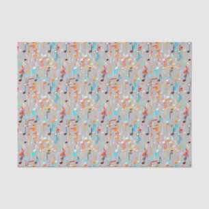 Papier Mousseline Impression musicale - Gris moyen, Multi