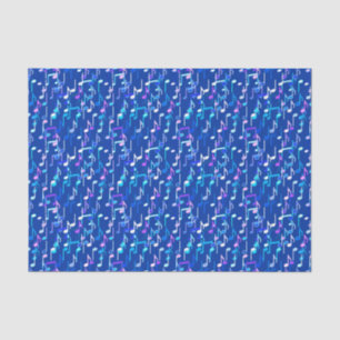 Papier Mousseline Impression musicale - indigo blue, multi