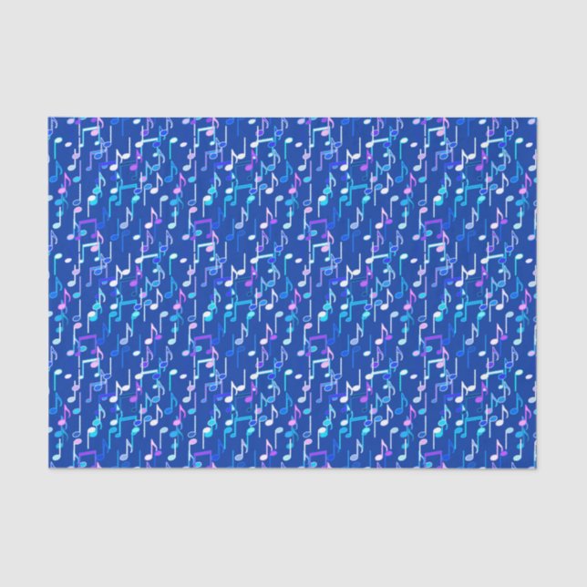 Papier Mousseline Impression musicale - indigo blue, multi (Recto)