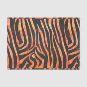 Papier Mousseline Impression noire et orange Zebra