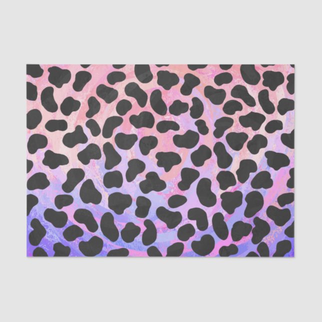 Papier Mousseline Impression noire et rose dalmate (Recto)