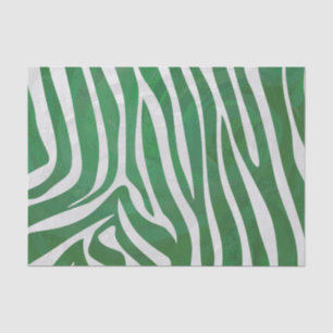 Papier Mousseline Impression verte et blanche Zebra