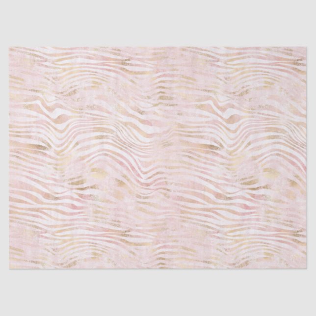 Papier Mousseline Impression Zebra Or Glam Rose (Recto)