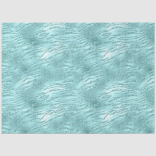 Papier Mousseline Impression zèbre vert menthe clinquant
