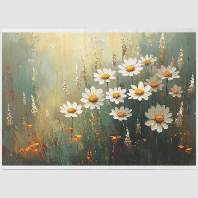 Papier Mousseline Impressionniste Daisy Field Art Découpage (Recto)