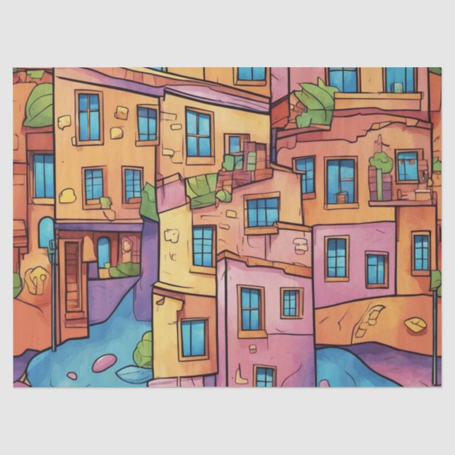 Papier Mousseline Impressions Cityscape V2 dynamiques (Recto)