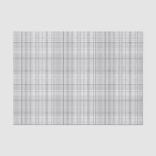 Papier Mousseline Imprimé à carreaux tartan blanc et gris