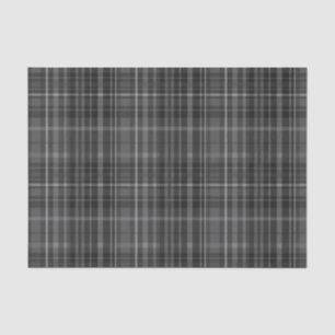 Papier Mousseline Imprimé à carreaux tartan noir et gris