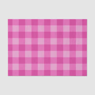 Papier Mousseline Imprimé à carreaux tartan rose bubble-gum vif