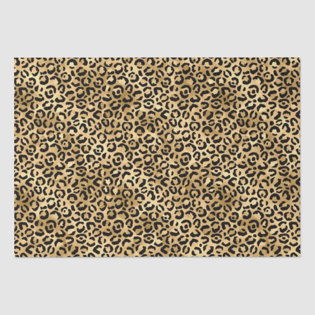 Papier Mousseline Imprimé animalier léopard guépard or noir  (Recto)