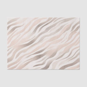 Papier Mousseline Imprimé animalier zèbre rose crème beige