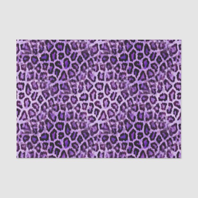 Papier Mousseline Imprimé Féminin Fête de Léopard Violet Mignon (Recto)