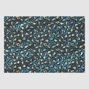 Papier Mousseline Imprimé léopard bleu gras   Motif animal glamour