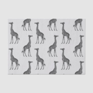 Papier Mousseline Imprimer Giraffe Argent Bleu Cute