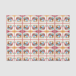 Papier Mousseline Inde Elephant Vintage voyage Love Aquarelle