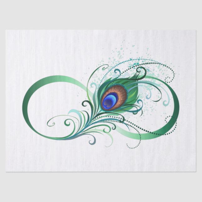 Papier Mousseline Infinity Symbol with Peacock Feather (Recto)