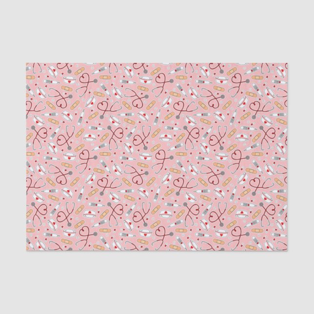Papier Mousseline Infirmière Love Imprimer Arrière - plan rose (Recto)