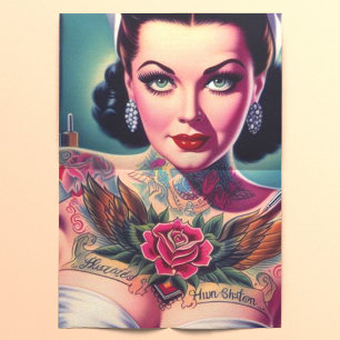 Papier Mousseline Infirmière tatouée rétro