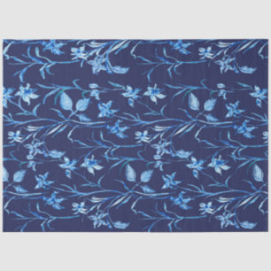 Papier Mousseline Influence asiatique Marine bleu Iris Floral Decoup