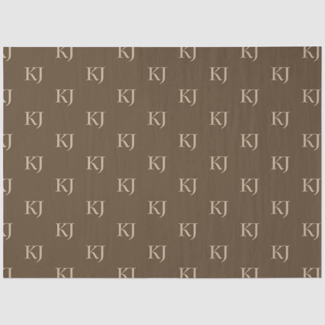 Papier Mousseline Initiales Brown et beige Motif (Recto)
