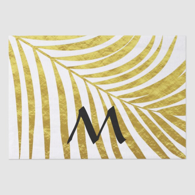 Papier Mousseline Initiales monogrammées tropicales de feuille de pa (Recto)