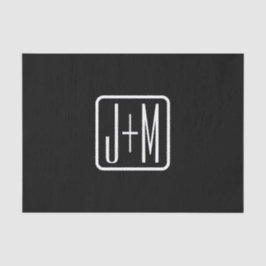 Papier Mousseline Initiales monogrammes modernes | Noir & Blanc