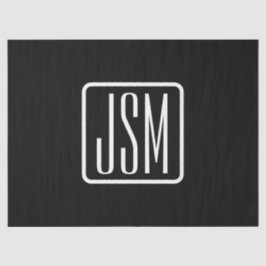 Papier Mousseline Initiales monogrammes modernes | Noir & Blanc