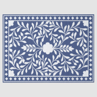 Papier Mousseline Inky Blue 2 Traditional Bone Inlay Decoupage Paper