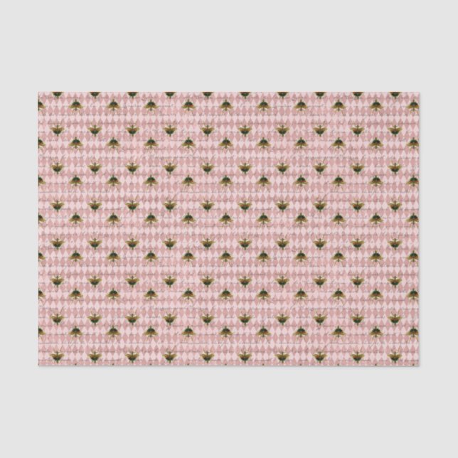 Papier Mousseline Insecte Vintage rose diamant (Recto)