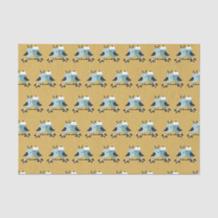 Papier Mousseline Inséparables d'hiver mignons Motif illustré